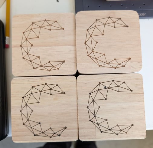 wooden coasters laser engraved with logo